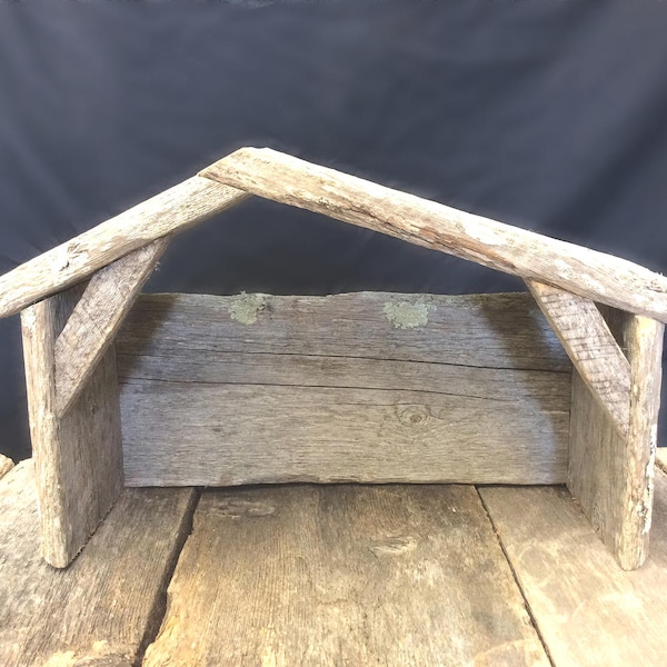 Barn Wood Nativity Stable, Wooden Manger, Creche, Set, Nativity Stable Only With Light, Compatible with Willow Tree Nativity Scene Display