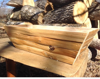 Log Flower Box, Cedar Planter, Wood Planter Box,  Rustic Planter Box, Flower Box,