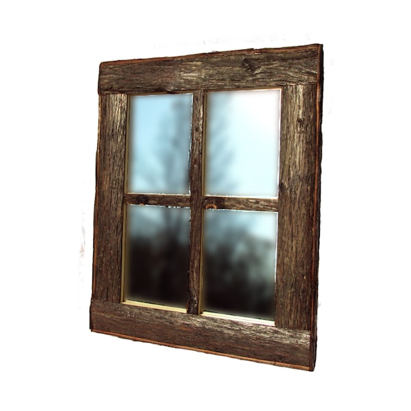 WINDOW PANE MIRROR, Rustic Window Mirror, Rustic Mirror, Log Mirror, Cedar Mirror, Mirror, Wall Mirror