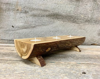 Holz Kerzenhalter, Kerzenhalter, Rustikale Kerze