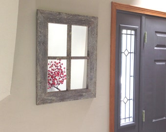 Reeigned Barn Wood Fensterspiegel: Rustikale Wanddekoration (26x21)