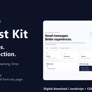 Power Pages Toast-notifieringspaket, JavaScript + CSS, offlinekonfigurator, digital nedladdning
