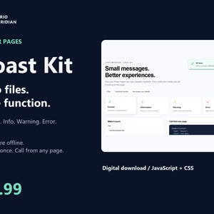 Power Pages Toast Notification Kit, JavaScript + CSS, Offline Configurator, Digital Download