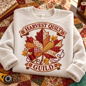 Harvest Quilt Guild PNG, Patchworkowy projekt koszulki z jesiennym liściem klonu, Sublimacja na prezent dla quiltera, Przezroczyste pobieranie