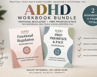 2 ADHD Workbooks| Bundle | Emotional Regulation + Prep, Prioritize & Pace | ADHD Tools for Adults
