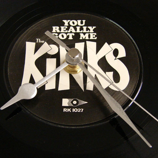 The KINKS Vinyl Record CLOCK 7" single. "You Really Got Me". Upcycled vinyl for a funky retro gift..