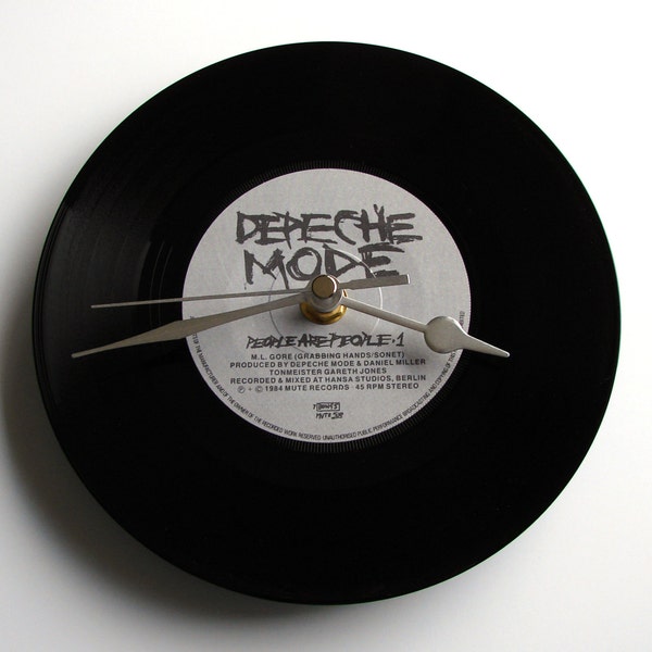 DEPECHECHE MODE Vinyl Record Wall CLOCK "People Are People" Realizzato con il set di vinili riciclato New Wave Rock regalo singolo per gli uomini donne grigio nero