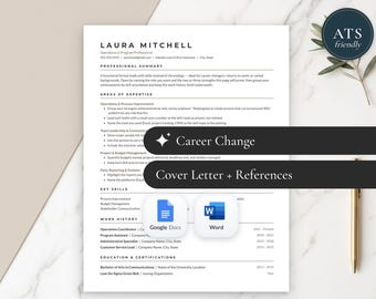 Modèle de CV fonctionnel compatible Google Docs et Word | CV, lettre de motivation et suivi des candidatures optimisés pour les systèmes de suivi des candidatures (ATS) | CV axé sur les compétences pour une reconversion professionnelle