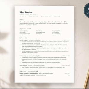Software Engineer Resume Template Google Docs Word | Tech Developer CV, ATS Friendly, Skills Stack Layout, Download