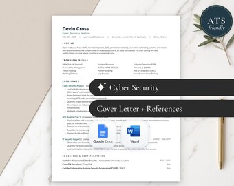 Modèle de CV en cybersécurité | CV d'analyste compatible ATS (Google Docs, Word) + Suivi des offres d'emploi