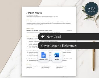 Modèle de CV étudiant compatible Google Docs, Word et Pages | CV jeune diplômé, CV optimisé pour les systèmes de suivi des candidatures (ATS), lettre de motivation et suivi des candidatures