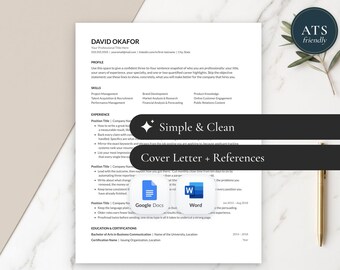 Modèle de CV compatible ATS (Google Docs, Word), CV minimaliste + suivi des candidatures