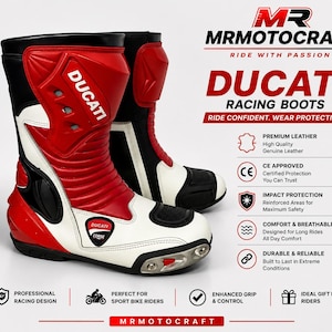 Ducati Motorcykelstövlar | Handgjorda CE-godkända sportstövlar i äkta läder