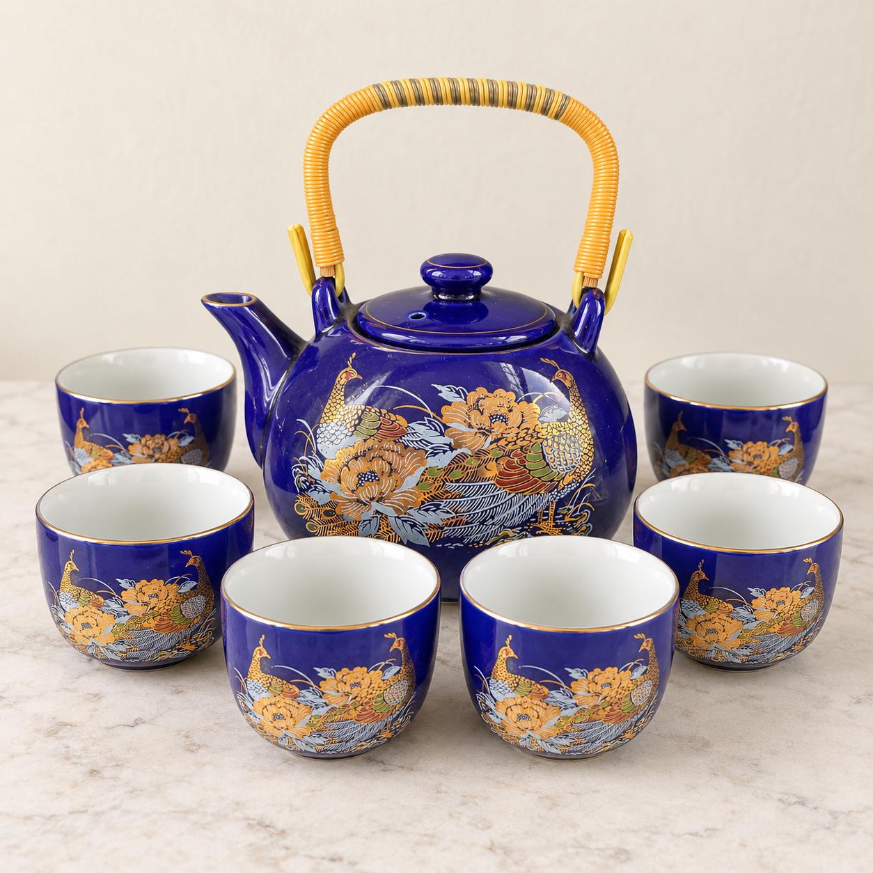 コバルトブルー 金彩 ティーポット　Designed by Shibata Japanese Blue Gold Teapot - Etsy
