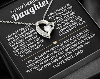 To My Beautiful Daughter Necklace, Daughter Gift from Dad, Heart Pendant Necklace, Dad to Daughter Gift, Birthday Christmas Gift