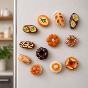 Realistic Bread Fridge Magnets, Mini Bakery Food Decor (Set of 12)