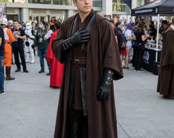 Anakin Skywalker Jedi Costume | Linen Jedi Knight Cosplay Outfit With Cloak