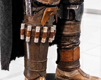 Star Wars Inspired Mandalorian Real Leather Leg Armour Handmade Package Cosplay  Costume Prop