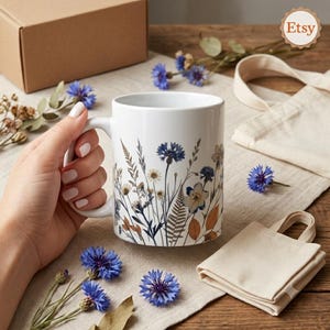 Personalized Wildflower Mug | Custom Name Coffee Mug | Botanical Gift for Her | Bloom Untamed