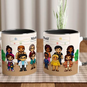 Funny Office Mug, Coworker Gift, Meet the Team Illustrated Wrap, 11 oz Ceramic Coffee Cup image 3