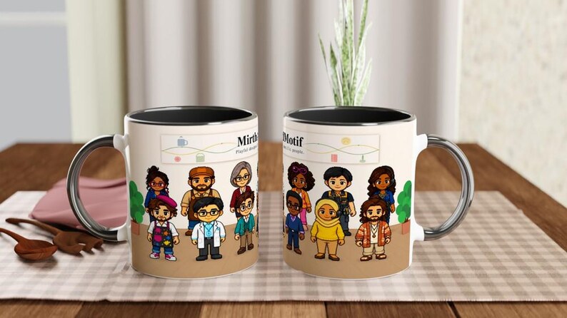 Funny Office Mug, Coworker Gift, Meet the Team Illustrated Wrap, 11 oz Ceramic Coffee Cup image 3