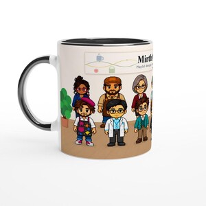 Funny Office Mug, Coworker Gift, Meet the Team Illustrated Wrap, 11 oz Ceramic Coffee Cup image 2