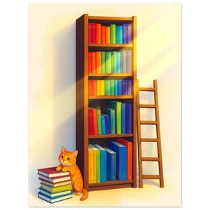 Regenbogen-Bücherregal-Poster, Geschenk für Bücherliebhaber, farbenfrohe Wanddekoration für die Leseecke, Dekoration für die Heimbibliothek Bild 2