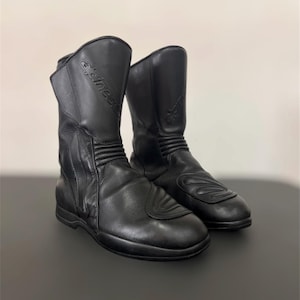 Vintage Alpinestars motorcykelstövlar svarta läderracing-touringstövlar i eurostorlek 41