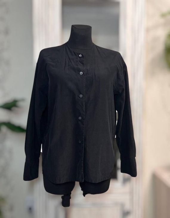 Vintage Jil Sander Plus Black Shirt S Archive Minimalist Designer Long Sleeve Button Down Blouse Women Quiet Luxury Japandi