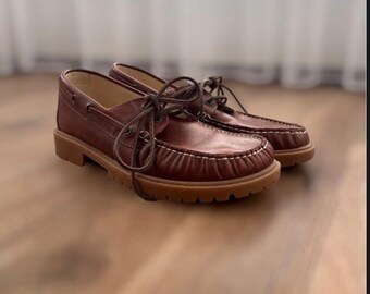 Zapatos unisex Helvesko de piel marrón, talla EU 40 (UK 6.5), fabricados en Suiza, suela gruesa con relieve, ergonómicos, ortopédicos, para caminar, en excelente estado.