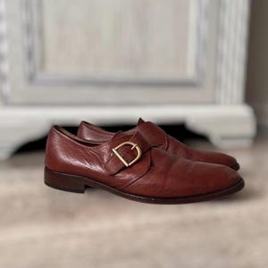 Bally Luxury Men’s Leather Dress Shoes / Size EU 41 / Authentic Leather Monk Strap with Metal Buckle