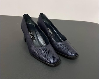 Stuart Weitzman Women’s Blue Textured Leather Pumps Size EU 38 Excellent Condition