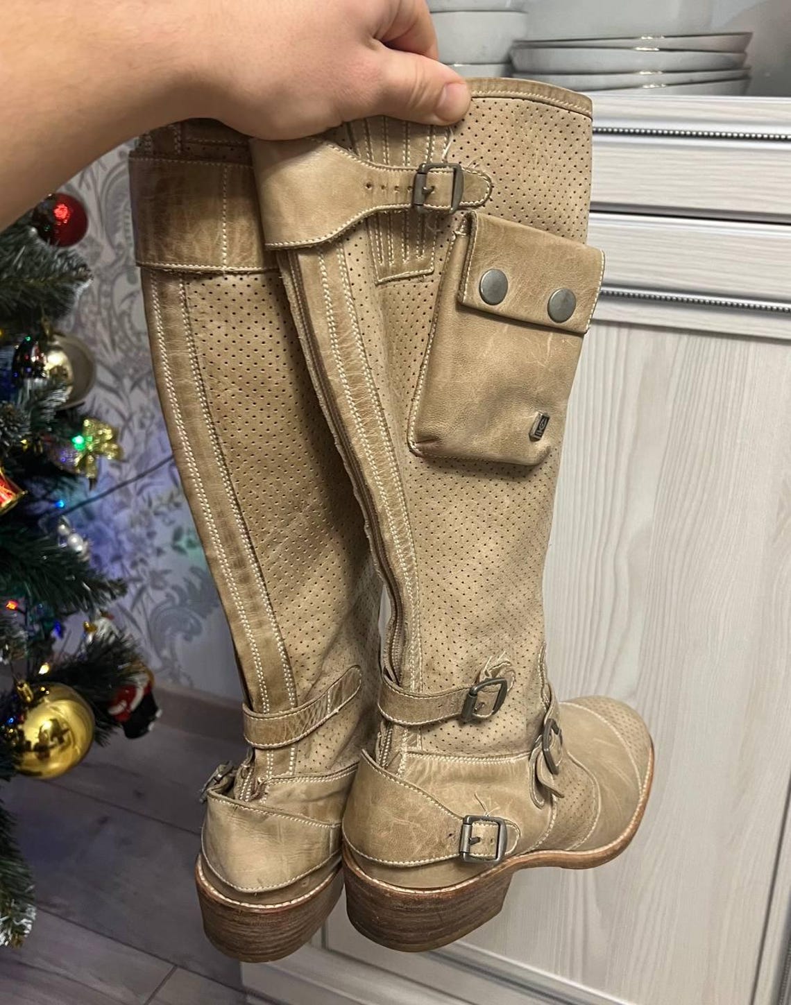 Belstaff Trialmaster 1955 Vintage Tall Brown Leather Boots Women’s EU 39 Made in Italy Moto Boho, foto 4 di 5