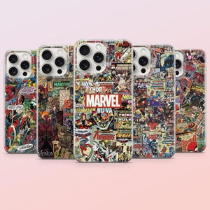 Cover per telefono vintage Marvel Avengers Movie per iPhone 17e, 16, 15, 14, 13, 12, Samsung S25, S24, S23, S22, A16, A26, Pixel 10, 9Pro