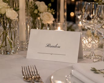 Tarjetas de mesa para bodas editables / Plantilla de tarjeta de mesa imprimible / Boda con cinta negra / Plantilla de Canva / Descarga instantánea