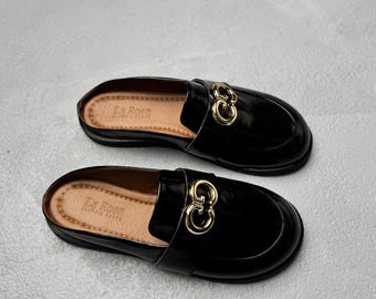 Genuine Leather Clogs, Mules with Hardware, Comfortable Everyday Footwear, Handmade in Ukraine, Casual Slip On Shoes