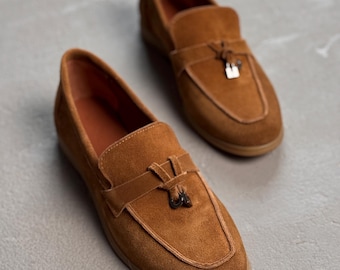 Mocassins en daim pour femmes, chaussures plates style Loro Piana, confortables et décontractées, élégantes et faciles à enfiler au quotidien, fabriquées en Ukraine