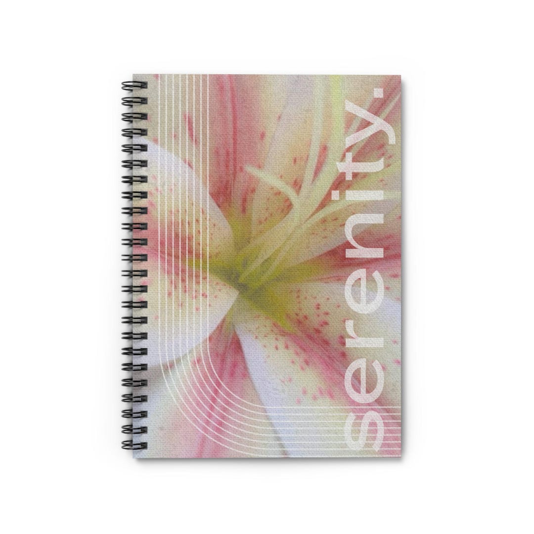 Serenity Lily Spiral Notebook | Ruled Journal, Floral Note Book - Etsy