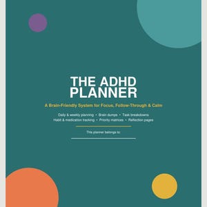 ADHD Planner Printable & Digital, Daily Weekly Undated Planner, Brain Dump Habit Tracker, Executive Function PDF, GoodNotes A5 Letter