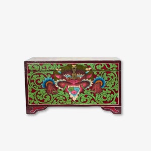 Authentic Tibetan Jewelry/Mala Box, (Large), Hand-Carved & Hand-Painted with Thangka Colours, Traditional CHEPPU Design, 14&quot; Made in Nepal