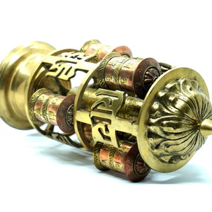 Handcrafted Tibetan Prayer Wheel - Revolving Copper & Brass Prayer Wheel from Nepal