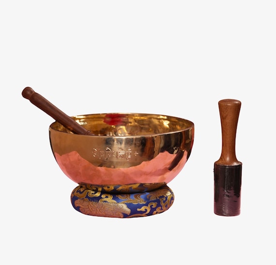 Bol Tibétain Pleine Lune 6'' Note Fa Chakra Du Cœur – Fait Main 7 Métaux, Énergie Lunaire, Avec Coussin Et Maillet
