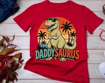 Daddysaurus PNG, Retro Dinosaur Dad PNG, Vintage T Rex Shirt Design, Father’s Day Sublimation, Dino Dad PNG Download, Dad gift
