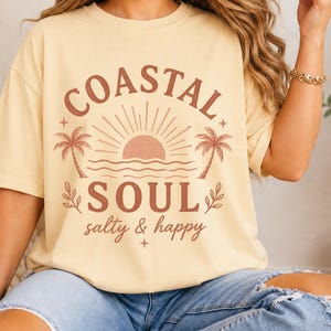 Coastal Soul PNG, Beach Vacation Shirt PNG, Summer Beach PNG, Coastal Graphic, Retro Beach Sublimation Design