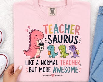 Teachersaurus PNG, Funny Teacher Dinosaur PNG, Cute Teacher Dino Png, Teacher Appreciation Png, Back to School Design, Teacher Shirt PNG