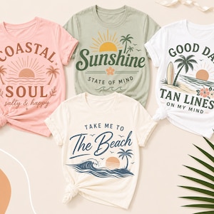 Coastal Summer PNG Bundle, Beach Shirt Bundle, Vintage Beach Tshirt Designs, Summer Vibes, Digital Download