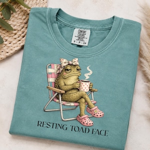 Resting Toad Face PNG, Funny Grumpy Toad Design, Sarcastic Coffee Lover Shirt, Sarcastic Humor Tshirt Sublimation