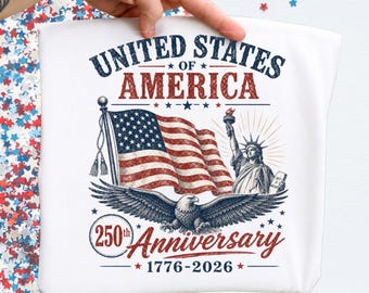 250th Anniversary USA PNG, America 250th, United States of America PNG, Patriotic Design, America 1776-2026, Vintage Flag Sublimation