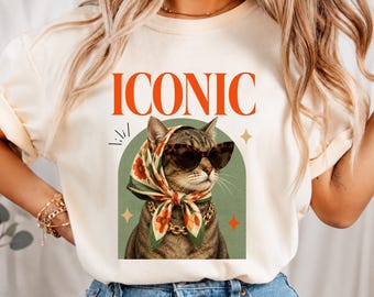Preppy Cat PNG, Iconic Cat PNG, Retro Cat PNG, Coquette Cat Shirt, Cat Lover Gift, Cat Mom, Tabby Cat Sublimation