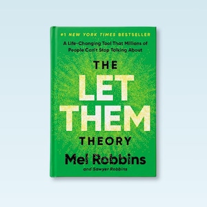 Może przedstawiać: Książka w twardej oprawie zatytułowana The Let Them Theory autorstwa Mel Robbins i Sawyera Robbinsa. Okładka jest jaskrawozielona z żółtym, kropkowanym wzorem promieni słonecznych. Tekst zawiera #1 New York Times Bestseller oraz A Life-Changing Tool That Millions of People Can't Stop Talking About.